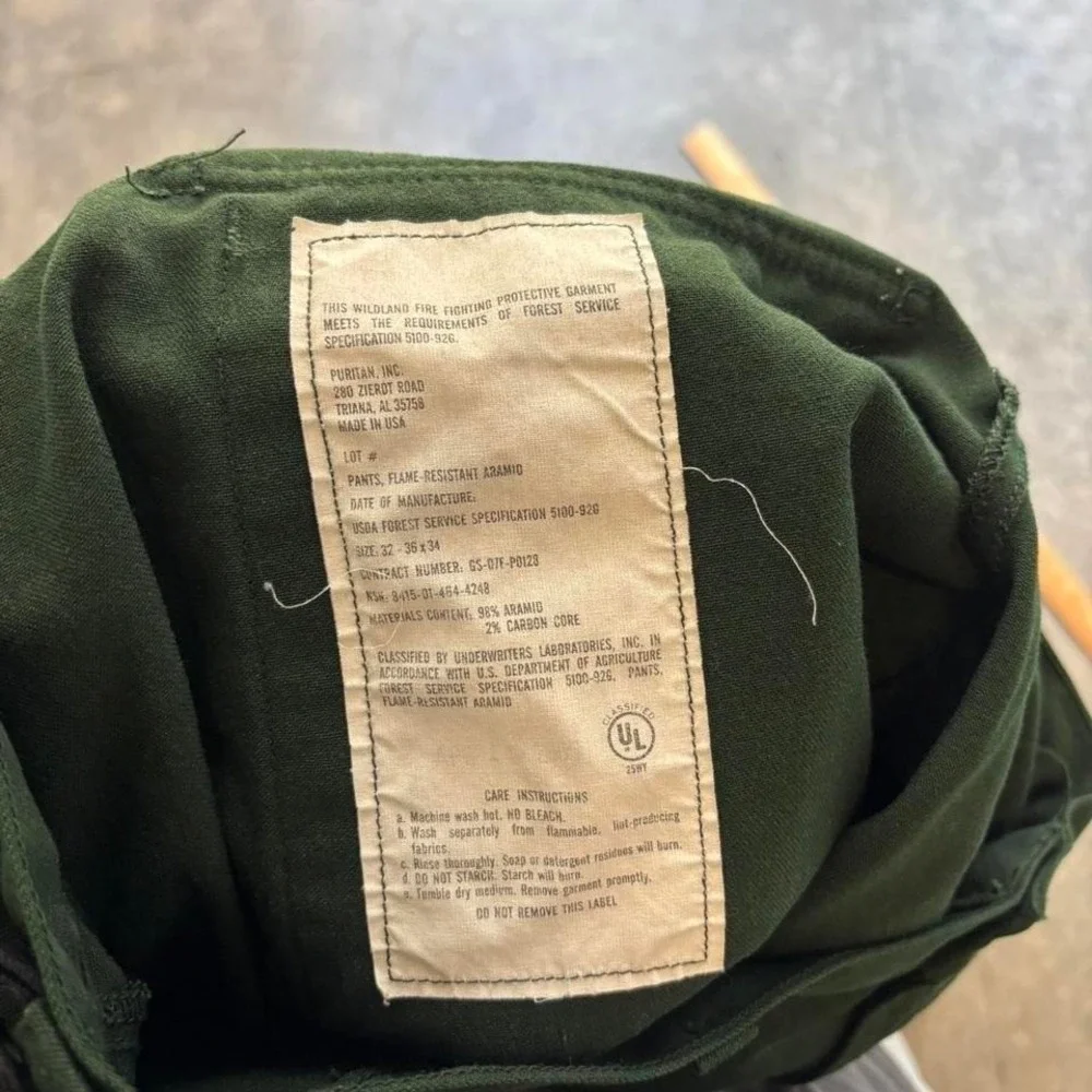 Vintage 80's 90's Forest Fire Fighter FSS Button Ranger Cargo Pants 32-36x34